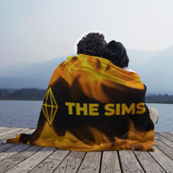 Плед с принтом The Sims - gold gradient: надпись и символ для любого человека, вид спереди №3. Цвет основы: 3d (велсофт)