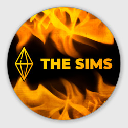 Круглый коврик для мышки The Sims - gold gradient: надпись и символ