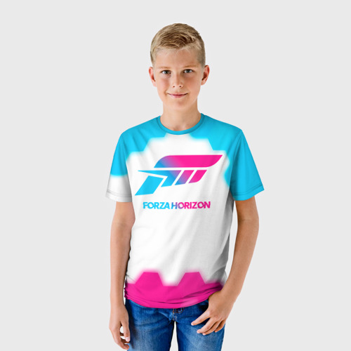 Детская футболка 3D Forza Horizon neon gradient style, цвет 3D печать - фото 3