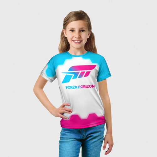Детская футболка 3D Forza Horizon neon gradient style, цвет 3D печать - фото 5