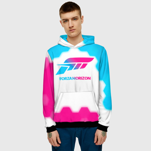 Мужская толстовка 3D Forza Horizon neon gradient style, цвет черный - фото 3