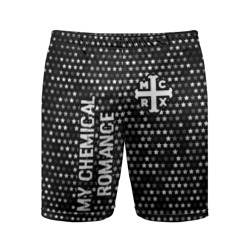 Мужские шорты спортивные My Chemical Romance glitch на темном фоне: надпись, символ