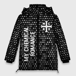 Женская зимняя куртка Oversize My Chemical Romance glitch на темном фоне: надпись, символ