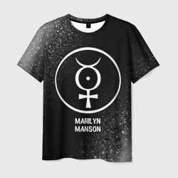 Мужская футболка 3D Marilyn Manson glitch на темном фоне