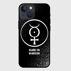 Чехол для iPhone 13 mini Marilyn Manson glitch на темном фоне