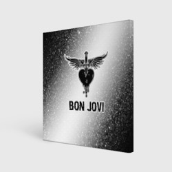 Холст квадратный Bon Jovi glitch на светлом фоне