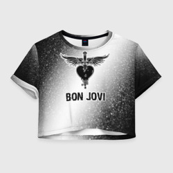 Женская футболка Crop-top 3D Bon Jovi glitch на светлом фоне