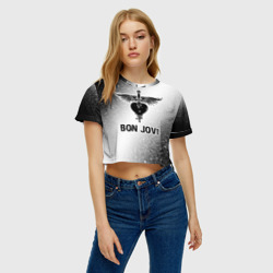 Женская футболка Crop-top 3D Bon Jovi glitch на светлом фоне - фото 2