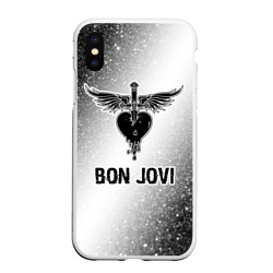 Чехол для iPhone XS Max матовый Bon Jovi glitch на светлом фоне