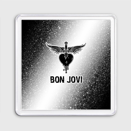 Магнит 55*55 Bon Jovi glitch на светлом фоне