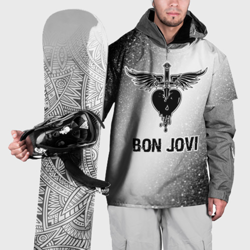 Накидка на куртку 3D Bon Jovi glitch на светлом фоне, цвет 3D печать