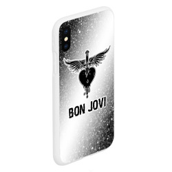 Чехол для iPhone XS Max матовый Bon Jovi glitch на светлом фоне - фото 2