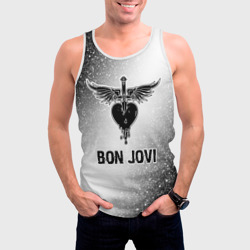 Мужская майка 3D Bon Jovi glitch на светлом фоне - фото 2