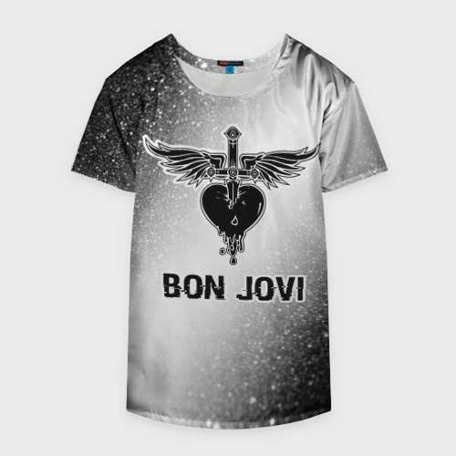 Накидка на куртку 3D Bon Jovi glitch на светлом фоне, цвет 3D печать - фото 4