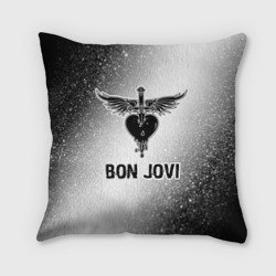 Подушка 3D Bon Jovi glitch на светлом фоне