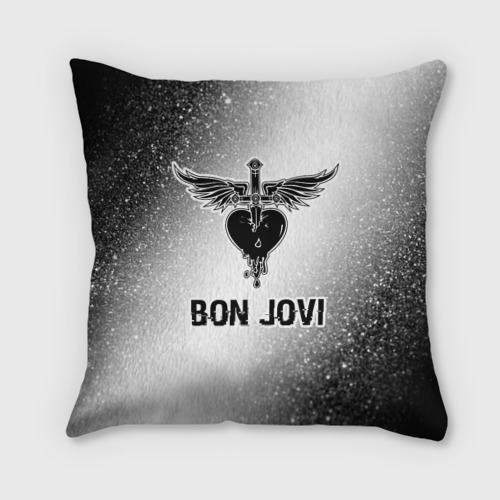 Подушка 3D Bon Jovi glitch на светлом фоне