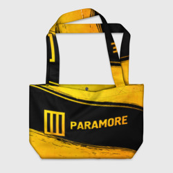 Пляжная сумка 3D Paramore - gold gradient: надпись и символ