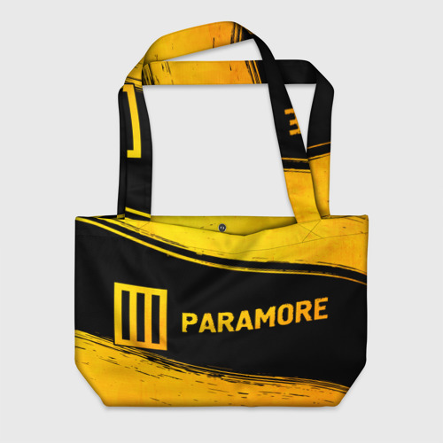 Пляжная сумка 3D Paramore - gold gradient: надпись и символ