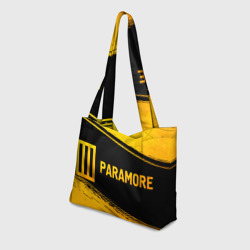 Пляжная сумка 3D Paramore - gold gradient: надпись и символ - фото 2