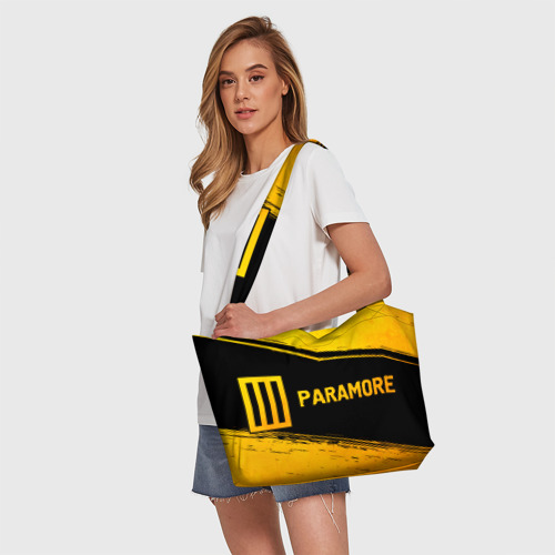 Пляжная сумка 3D Paramore - gold gradient: надпись и символ - фото 5