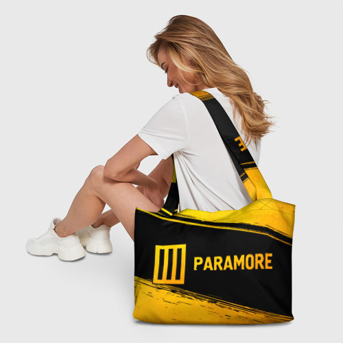 Пляжная сумка 3D Paramore - gold gradient: надпись и символ - фото 6