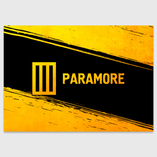 Поздравительная открытка Paramore - gold gradient: надпись и символ, цвет белый