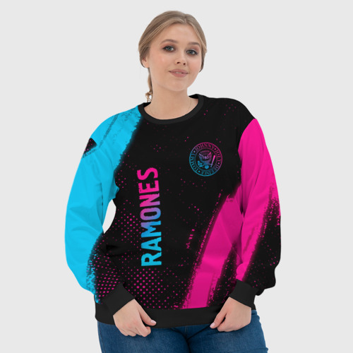 Женский свитшот 3D Ramones - neon gradient: надпись, символ, цвет 3D печать - фото 6