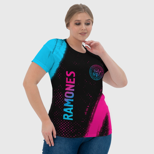 Женская футболка 3D Ramones - neon gradient: надпись, символ, цвет 3D печать - фото 6
