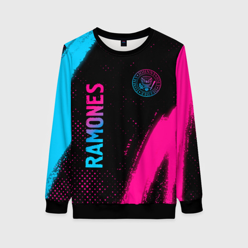 Женский свитшот 3D Ramones - neon gradient: надпись, символ, цвет 3D печать