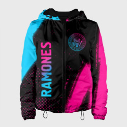 Женская куртка 3D Ramones - neon gradient: надпись, символ