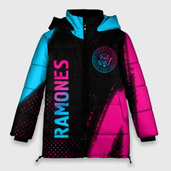 Женская зимняя куртка Oversize Ramones - neon gradient: надпись, символ