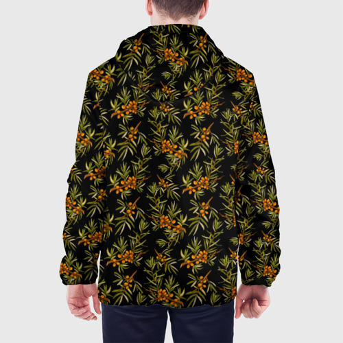 Мужская куртка 3D с принтом Облепиха ягоды, вид сзади #2