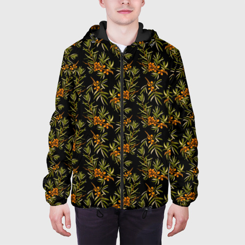 Мужская куртка 3D с принтом Облепиха ягоды, вид сбоку #3