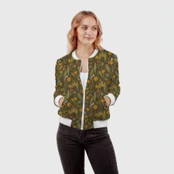 Женский бомбер 3D Одуванчики улитки и бабочки - фото 2