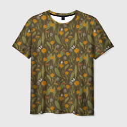 Мужская футболка 3D Одуванчики улитки и бабочки