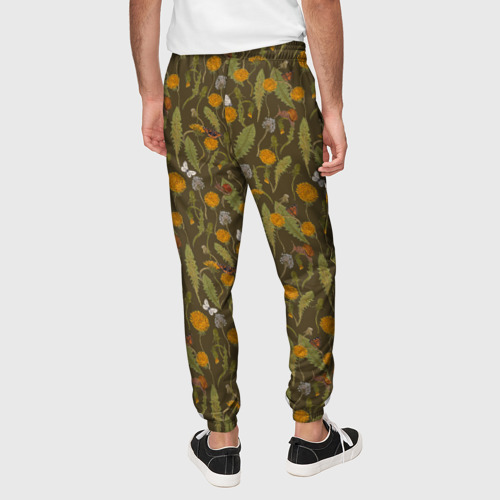Мужские брюки 3D Одуванчики улитки и бабочки, цвет 3D печать - фото 5