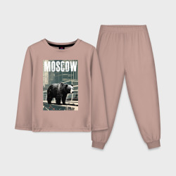 Детская пижама с лонгсливом хлопок Москва - Россия - медведь