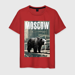 Мужская футболка хлопок Москва - Россия - медведь