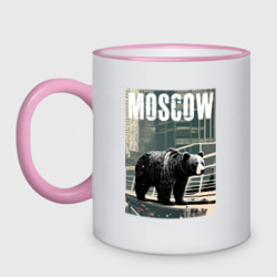 Кружка двухцветная Москва - Россия - медведь