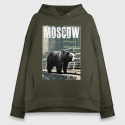 Женское худи Oversize хлопок Москва - Россия - медведь