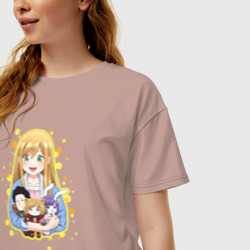 Женская футболка хлопок Oversize Моя любовь 999 уровня к Ямаде - Аканэ - фото 2