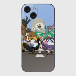 Чехол для iPhone 15 силиконовый с защитой камеры Chicken Gun Skibidi: Гарибальди и Мурка