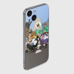 Чехол для iPhone 15 силиконовый с защитой камеры Chicken Gun Skibidi: Гарибальди и Мурка - фото 2