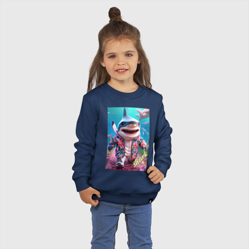 Детский свитшот хлопок с принтом Акуленок, фото на моделе #1