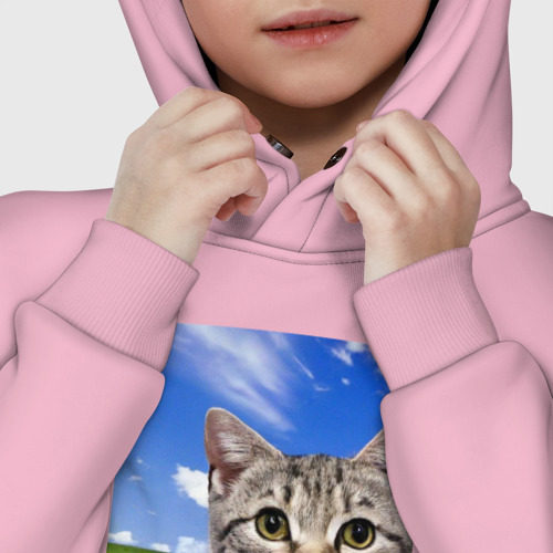 Детское худи Oversize хлопок Кот и безмятежность в Windows XP, цвет светло-розовый - фото 7