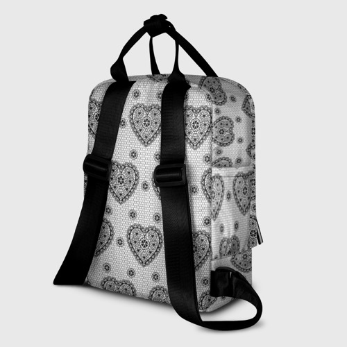 Женский рюкзак 3D Черное кружево с сердцами - фото 5