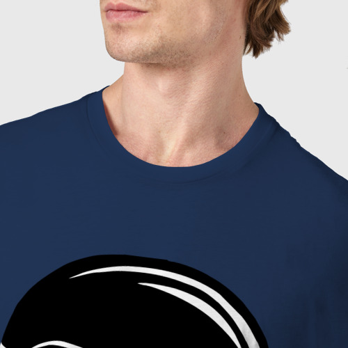 Мужская футболка хлопок Skull biker helmet, цвет темно-синий - фото 6