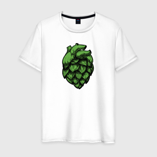 Мужская футболка из хлопка с принтом Хмельное сердце, вид спереди №1