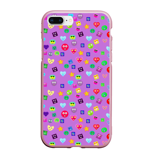 Чехол для iPhone 7Plus/8 Plus матовый Эмпатия - паттерн эмоджи, цвет розовый