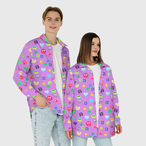 Мужская рубашка oversize 3D Эмпатия - паттерн эмоджи, цвет белый - фото 6